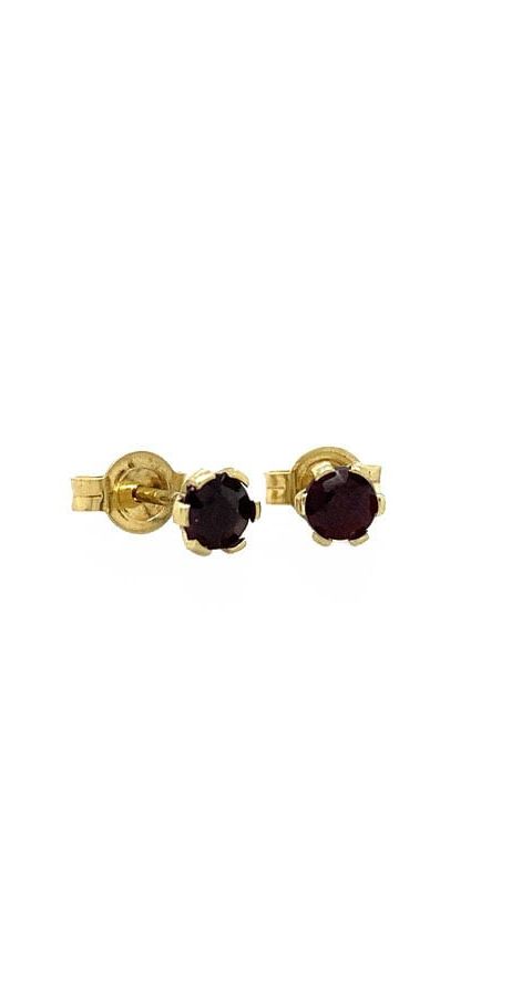 Vintage 14K Gold Stud Earrings with Colored Stone